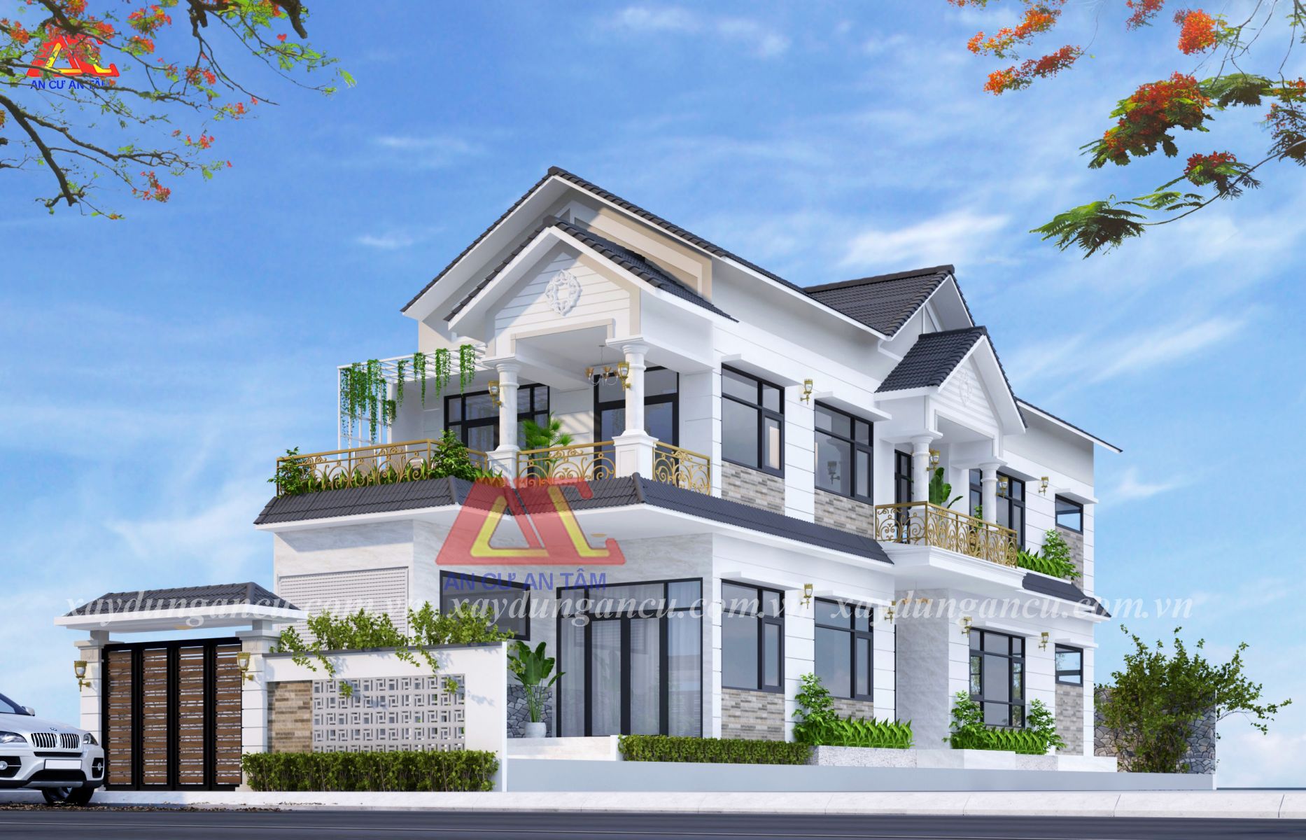 mặt tiền biệt thự vườn hocmon