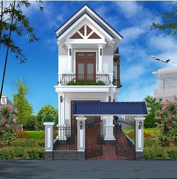 Những mẫu nhà 2 tầng mái thái mặt tiền 8m độc đáo 2021