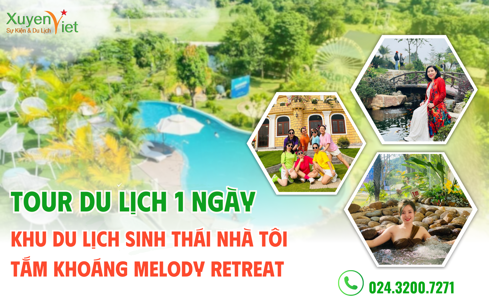 TOUR 1 NGÀY: HÀ NỘI- KHU SINH THÁI NHÀ TÔI- TẮM KHOÁNG MELODY RETREAT- HÀ NỘI (Ăn Sáng, Trưa)