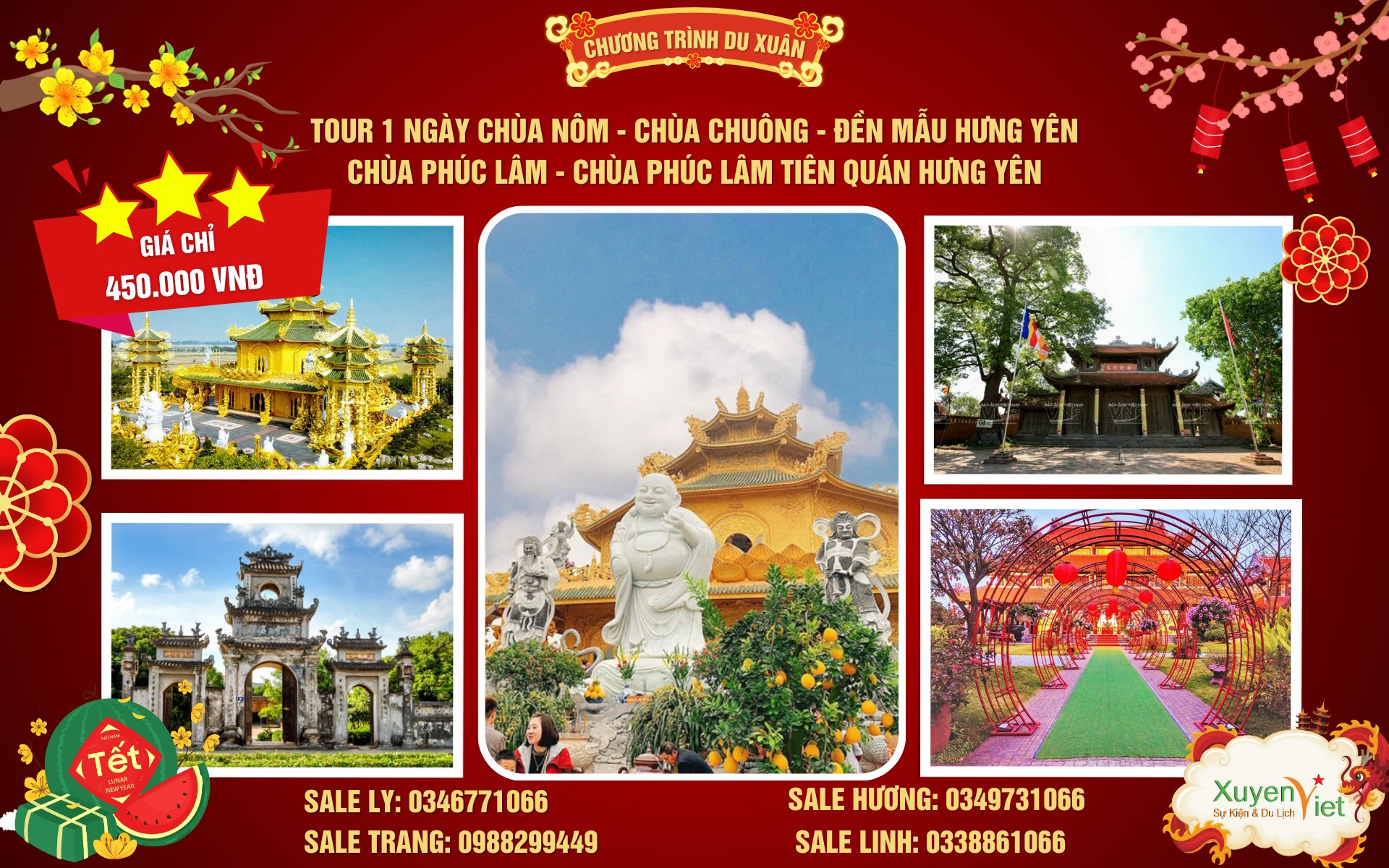 TOUR LỄ 01: HÀ NỘI- CHÙA NÔM- CHÙA CHUÔNG- ĐỀN MẪU HƯNG YÊN- CHÙA PHÚC LÂM TIÊN QUÁN- CHÙA PHÚC LÂM