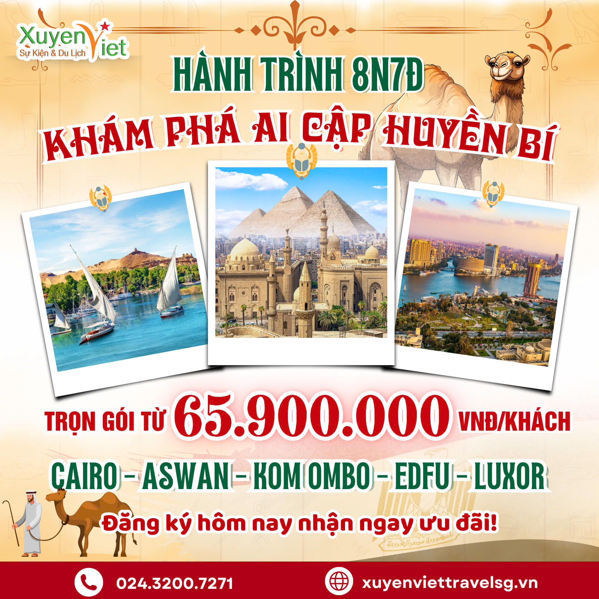 KHÁM PHÁ AI CẬP HUYỀN BÍ: CAIRO – ASWAN – KOM OMBO – EDFU – LUXOR